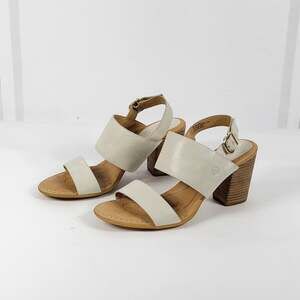 Born Women's Cream Gray Block Heel Sandals Size 10